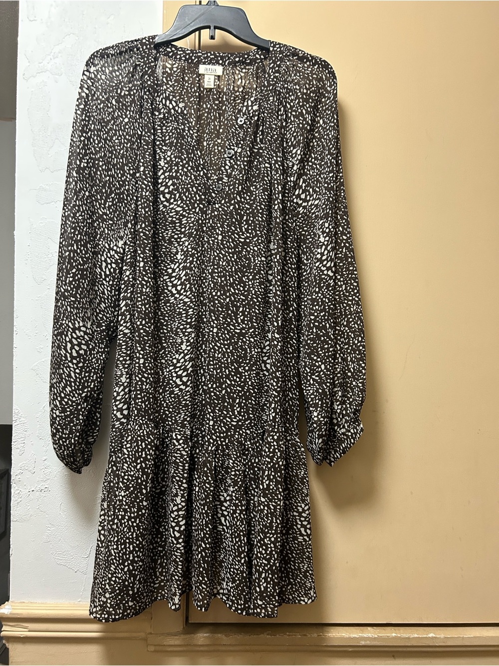 NWT a.n.a. Mini Dress in a Brown and Tan Deer Skin Speckled Print.
